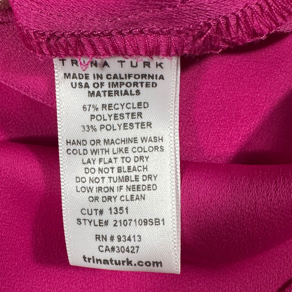 Trina Turk Blouse Womens Size M Pink Asymmetric One Shoulder Draped Top - Picture 7 of 7